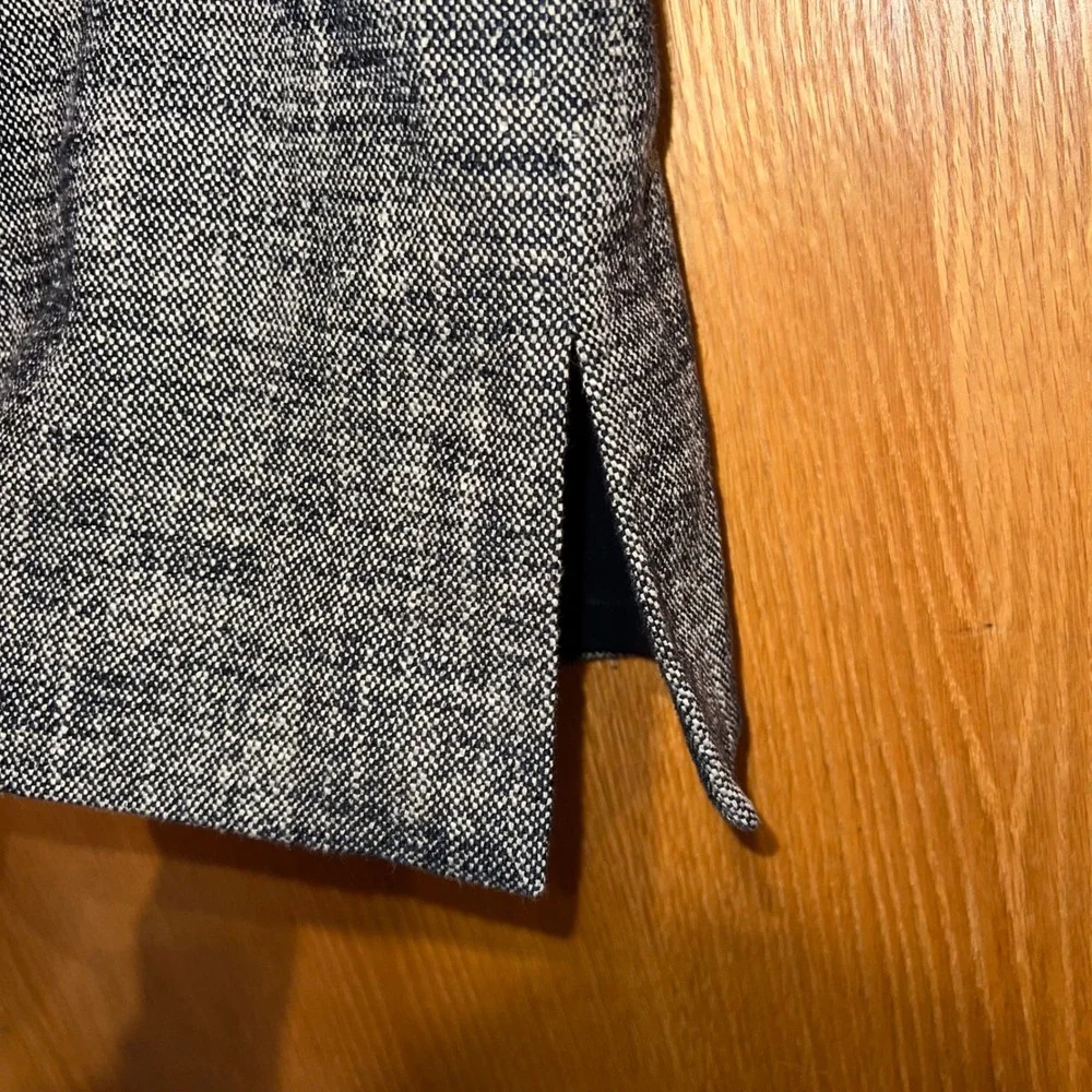 Etcetera Pencil‎ Skirt Womens 2 Black White Tweed Cotton Linen Excellent Slit